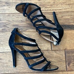 Coach Lavania Strappy Suede Leather Heels Black Women's Size 9